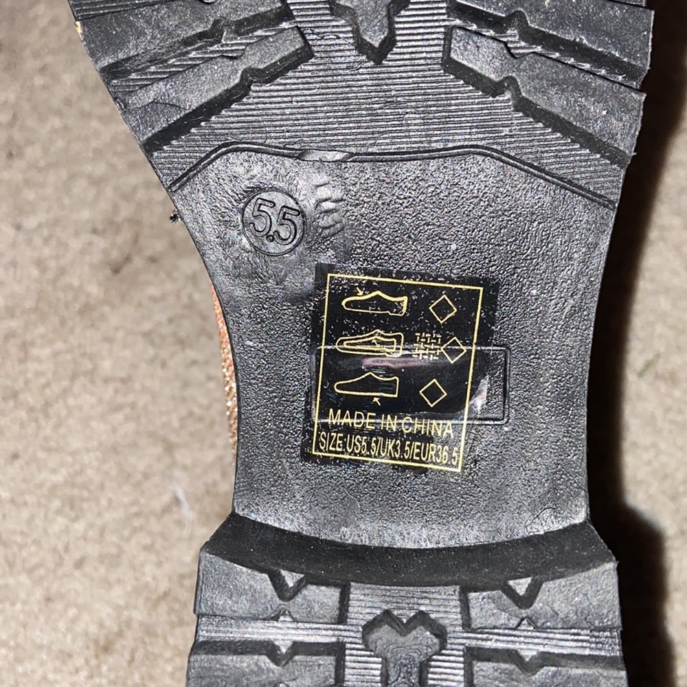 NWOT Rose Gold Combat Boots - Picture 3 of 4